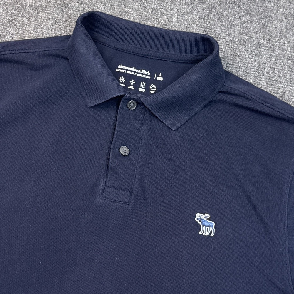 Abercrombie Don't Sweat It Polo Shirt Mens Size Large Navy Blue Casual